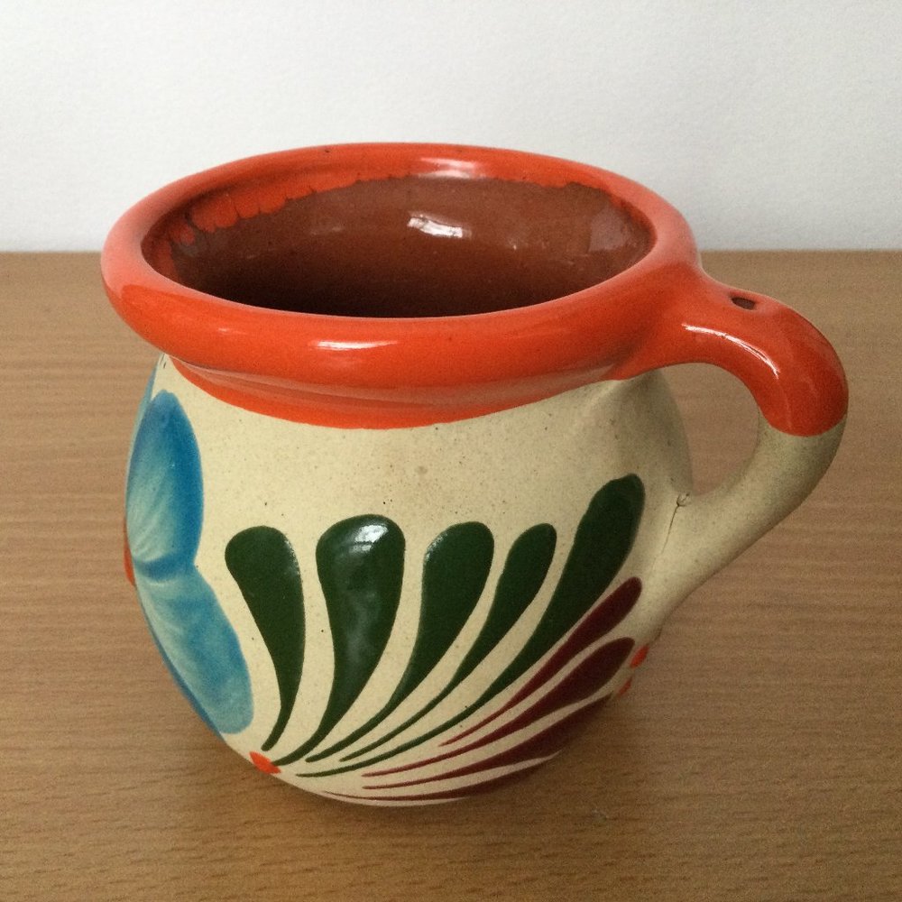 Hand painted pottery jug small planter